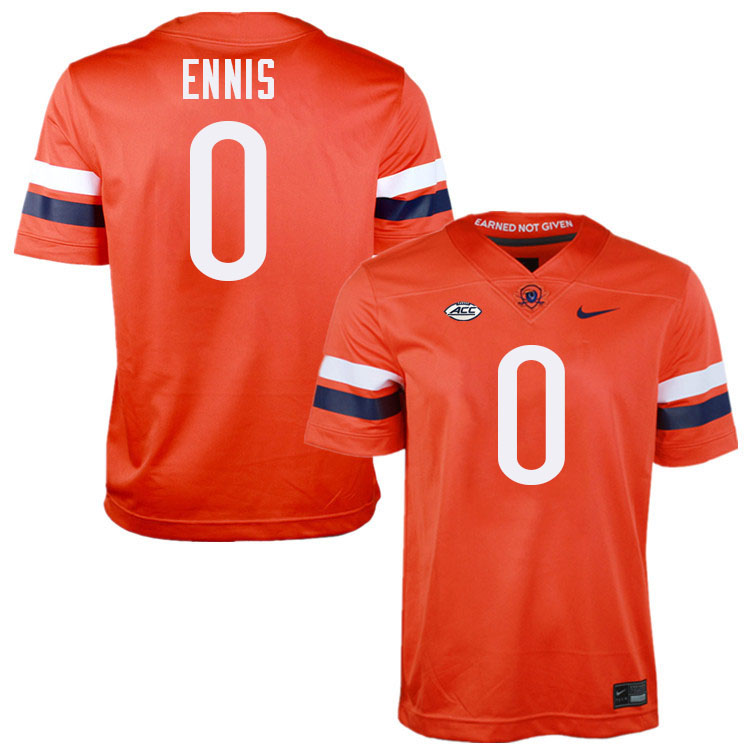 Virginia Cavaliers #0 Sage Ennis College Football Jerseys Stitched-Orange